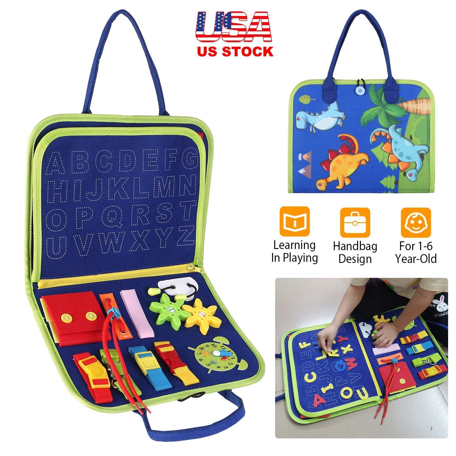 Kids Busy Board Sensory Activity Board Preschool Learning Toys Montessori Educational Gift for 1-6 Years Old Baby Toddler Girls Boys