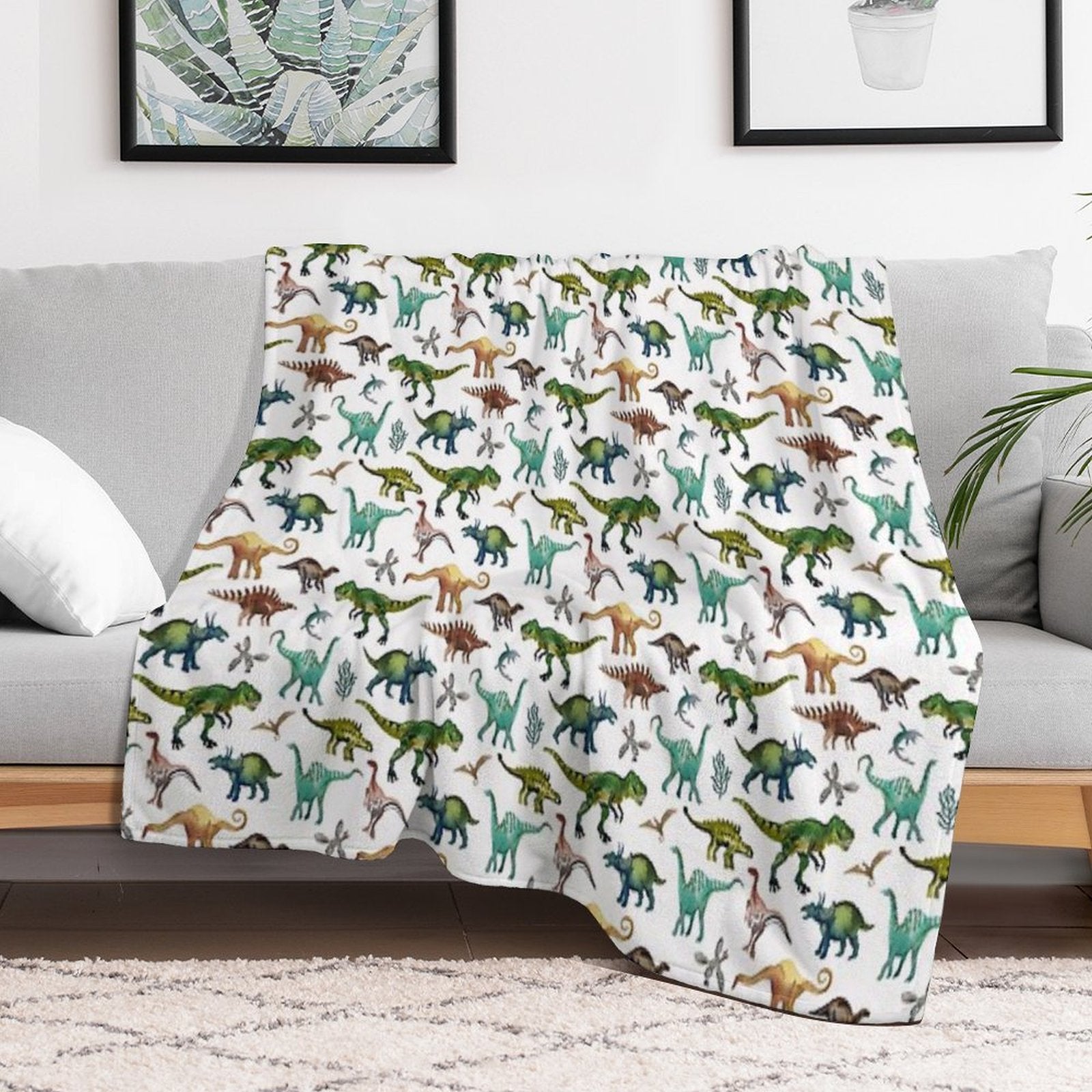 Dino-Mite Dreams for Kids  Trendy Dinosaur Pattern  Unique Gift Idea. Throw Blanket