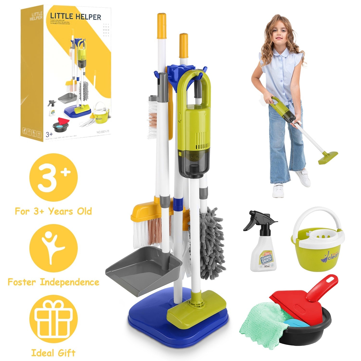 GBruno 14Pcs Kids Cleaning Toy Set