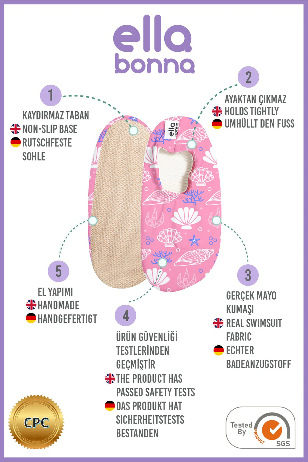 Non-Slip Sole, Unisex Baby, Children's Sea Shoes, Pool Booties, Seashell