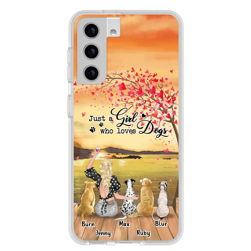 Custom Personalized Dog Mom Phone Case for iPhone and Samsung - Gift Idea For Dog Owner with up to 4 Dogs - Just A Girl Who Loves Dogs