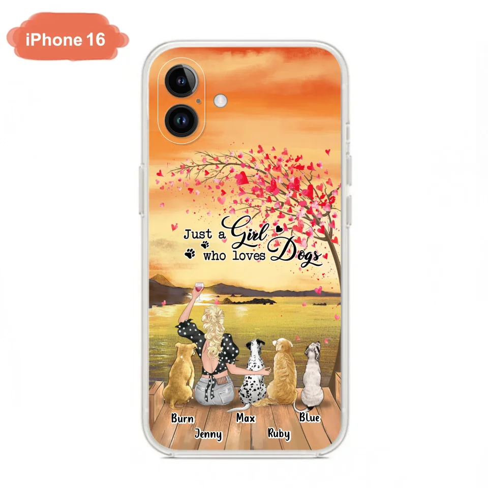 Custom Personalized Dog Mom Phone Case for iPhone and Samsung - Gift Idea For Dog Owner with up to 4 Dogs - Just A Girl Who Loves Dogs