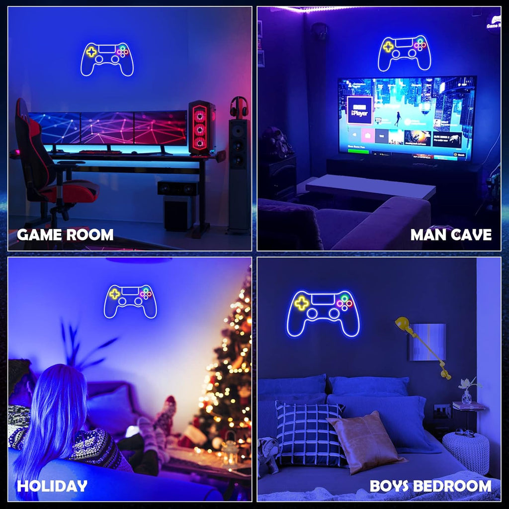 Gamer Neon Sign - LED Gamepad Neon Light for Teen Boy Room Decor | USB Powered