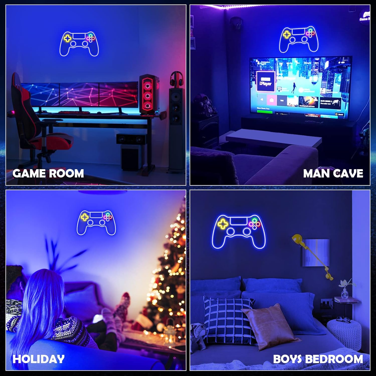 Gamer Neon Sign - LED Gamepad Neon Light for Teen Boy Room Decor | USB Powered