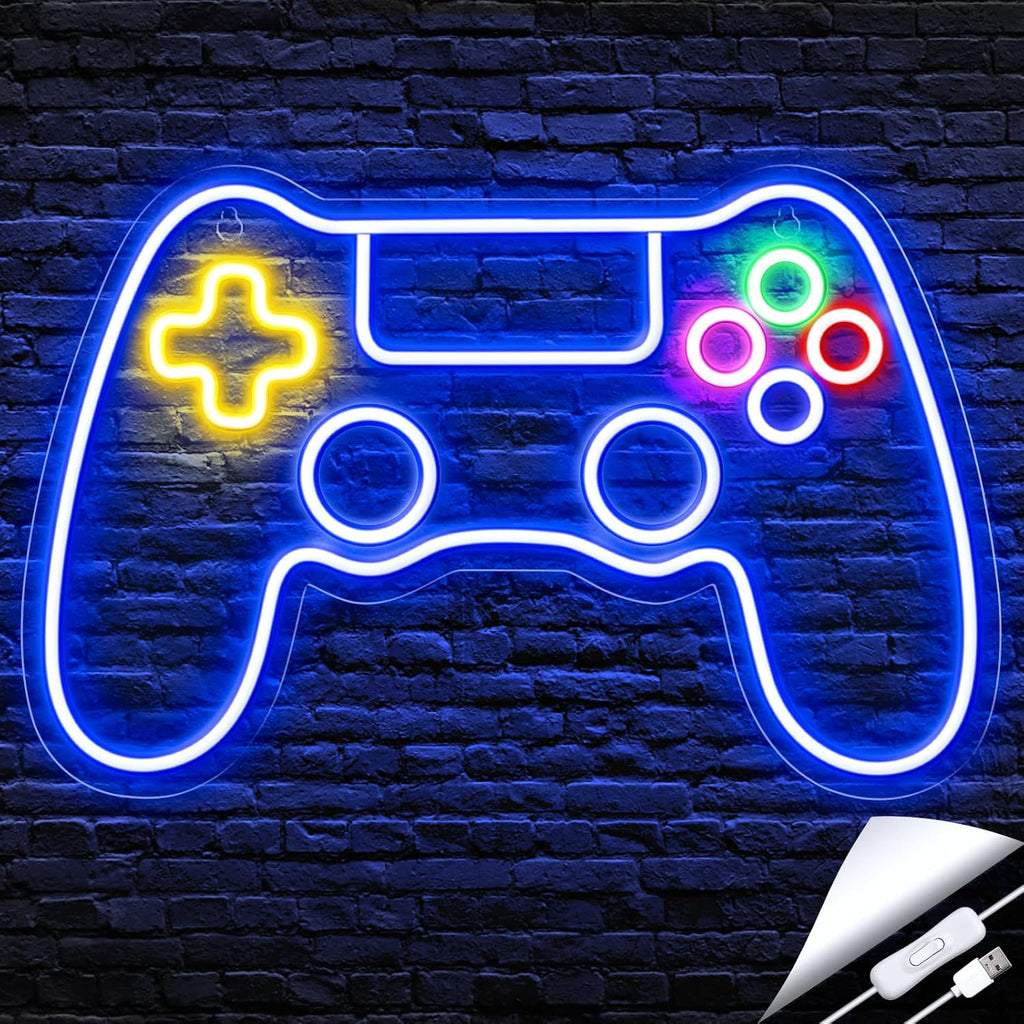 Gamer Neon Sign - LED Gamepad Neon Light for Teen Boy Room Decor | USB Powered