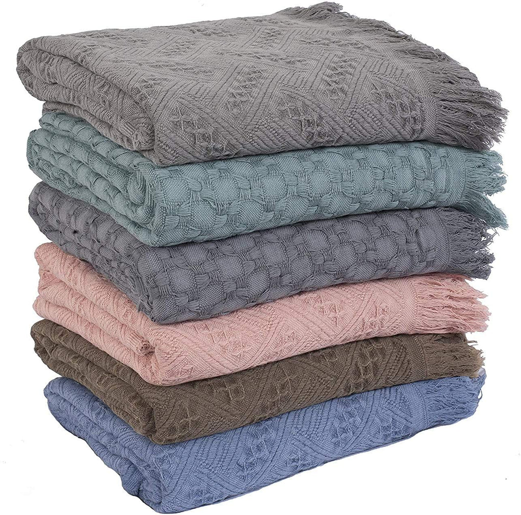 Kasentex 100% Cotton Soft Knitted Throw Blanket, Room Decor, Graduation Gifts, Fathers Day Gift, Mom Gift