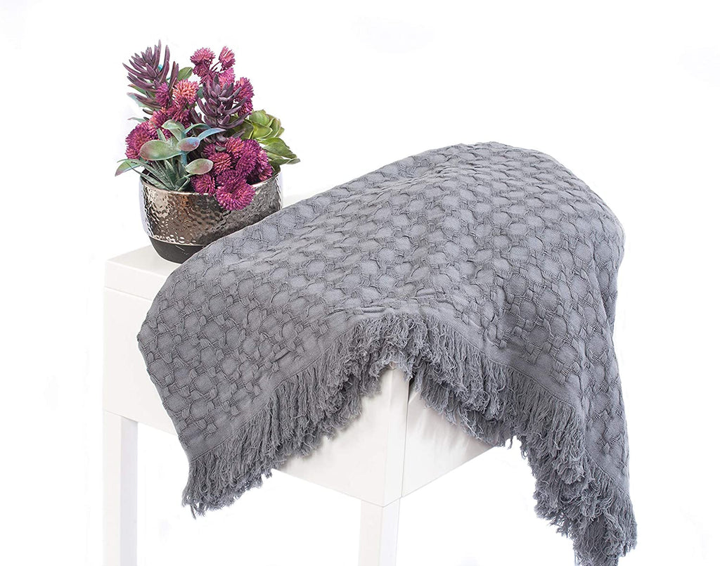 Kasentex 100% Cotton Soft Knitted Throw Blanket, Room Decor, Graduation Gifts, Fathers Day Gift, Mom Gift