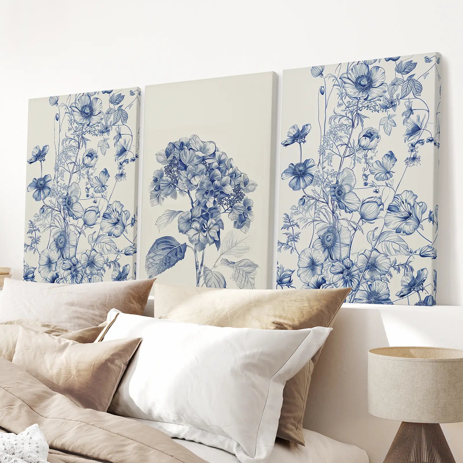 Chinoiserie Blue Flowers Watercolor Poster Decor