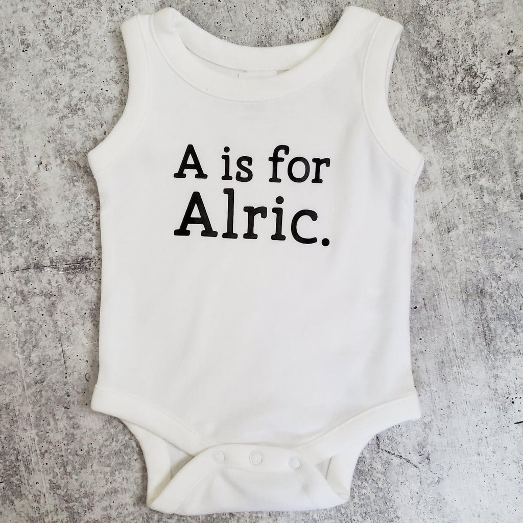 Custom Name Sleeveless Organic Cotton Baby Bodysuit