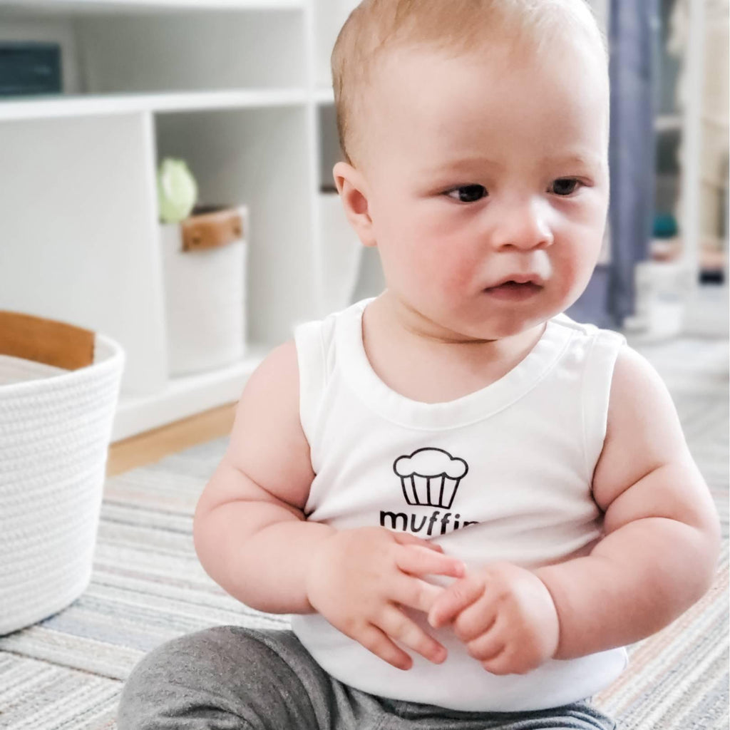Custom Name Sleeveless Organic Cotton Baby Bodysuit