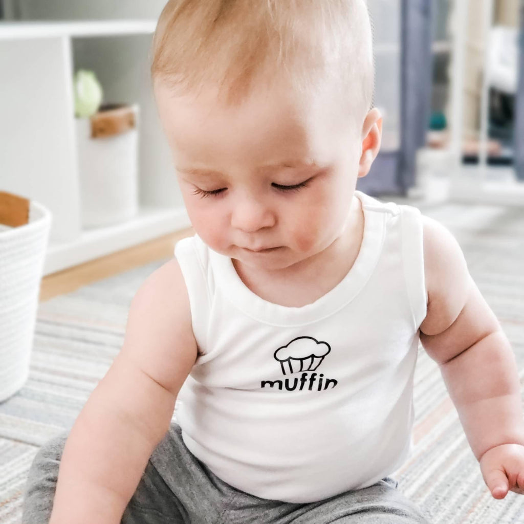 Custom Name Sleeveless Organic Cotton Baby Bodysuit