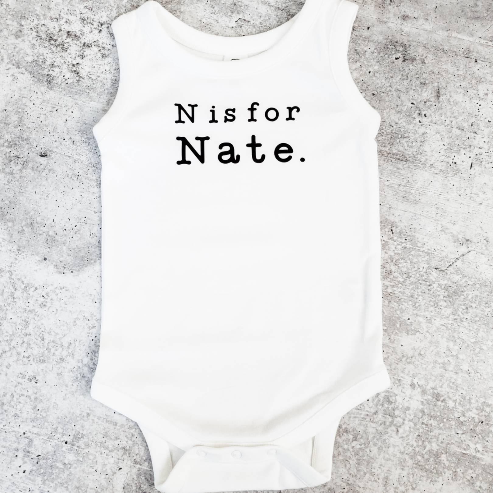 Custom Name Sleeveless Organic Cotton Baby Bodysuit