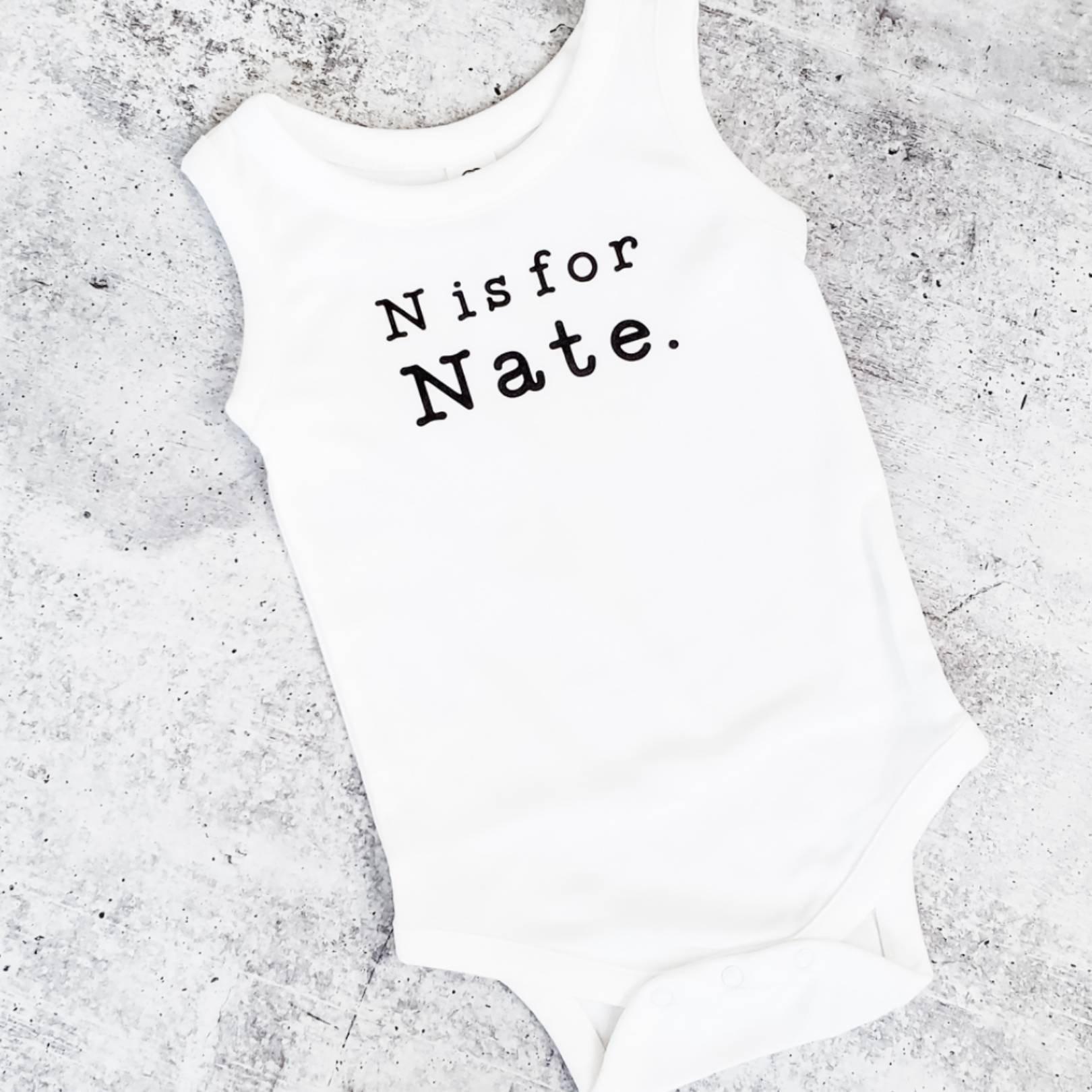 Custom Name Sleeveless Organic Cotton Baby Bodysuit
