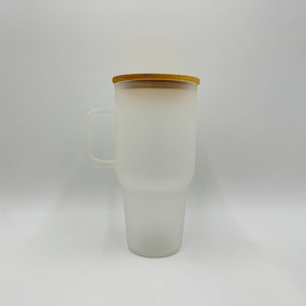 Hailey Brook Designs 32oz or 40oz Sublimation Clear or Frost Glass Tumbler, Mug, Cup With Bamboo Lid and Straw