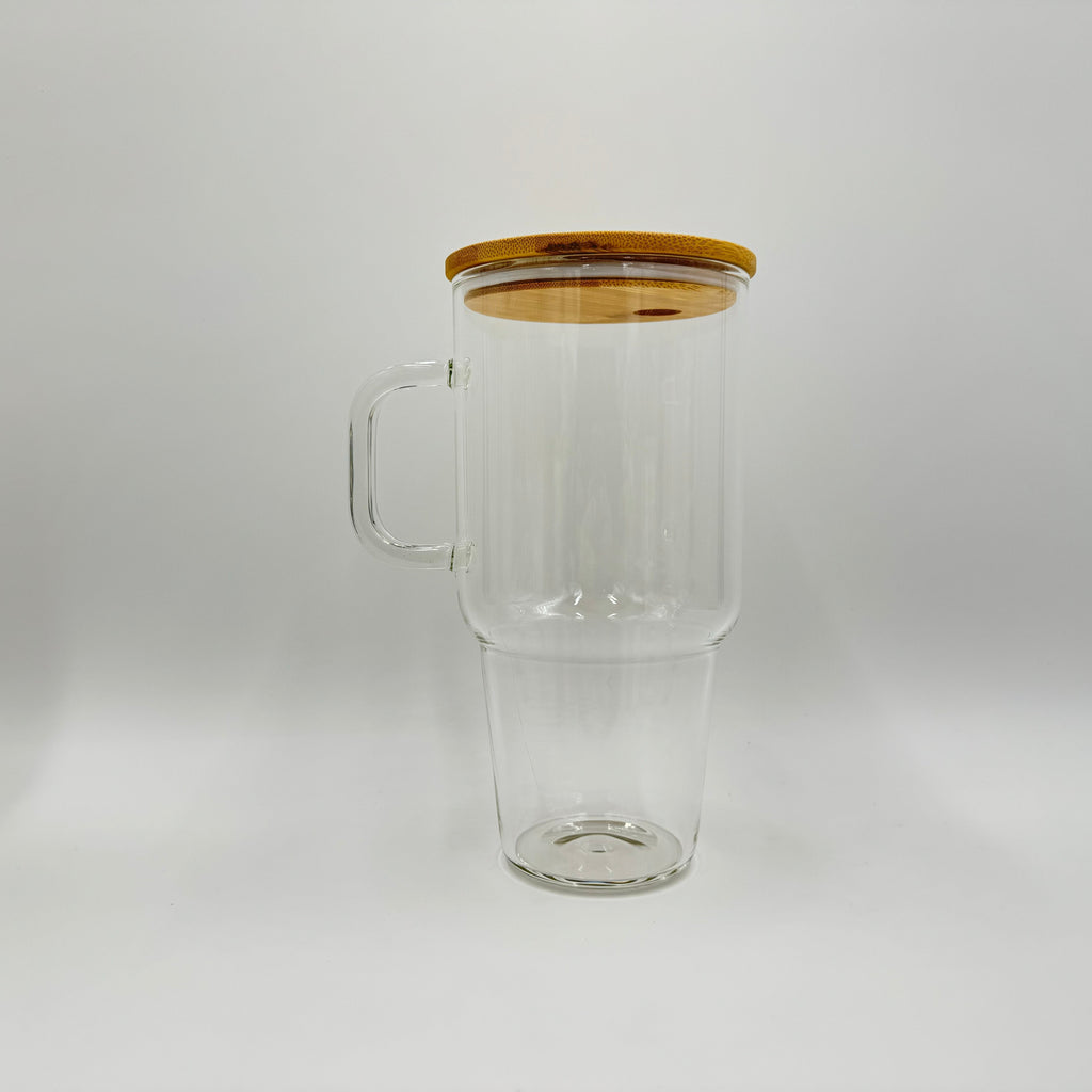 Hailey Brook Designs 32oz or 40oz Sublimation Clear or Frost Glass Tumbler, Mug, Cup With Bamboo Lid and Straw