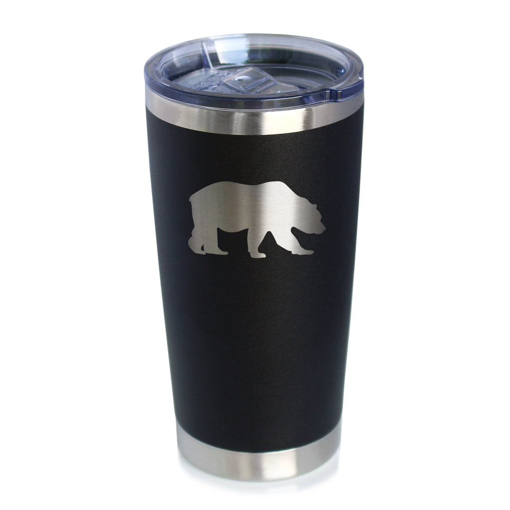 Bear Silhouette - Insulated Coffee Tumbler Cup with Sliding Lid - Stainless Steel Travel Mug - Bear Gifts for Women and Men