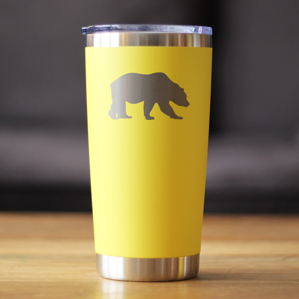 Bear Silhouette - Insulated Coffee Tumbler Cup with Sliding Lid - Stainless Steel Travel Mug - Bear Gifts for Women and Men