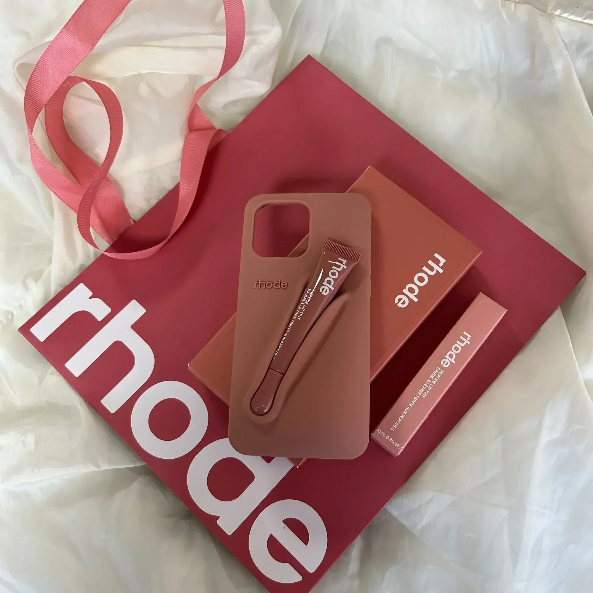 Rhode Lip Portable Silicone Phone Case, Protective Cover for Lipstick Set, Gift & Shopping Essential