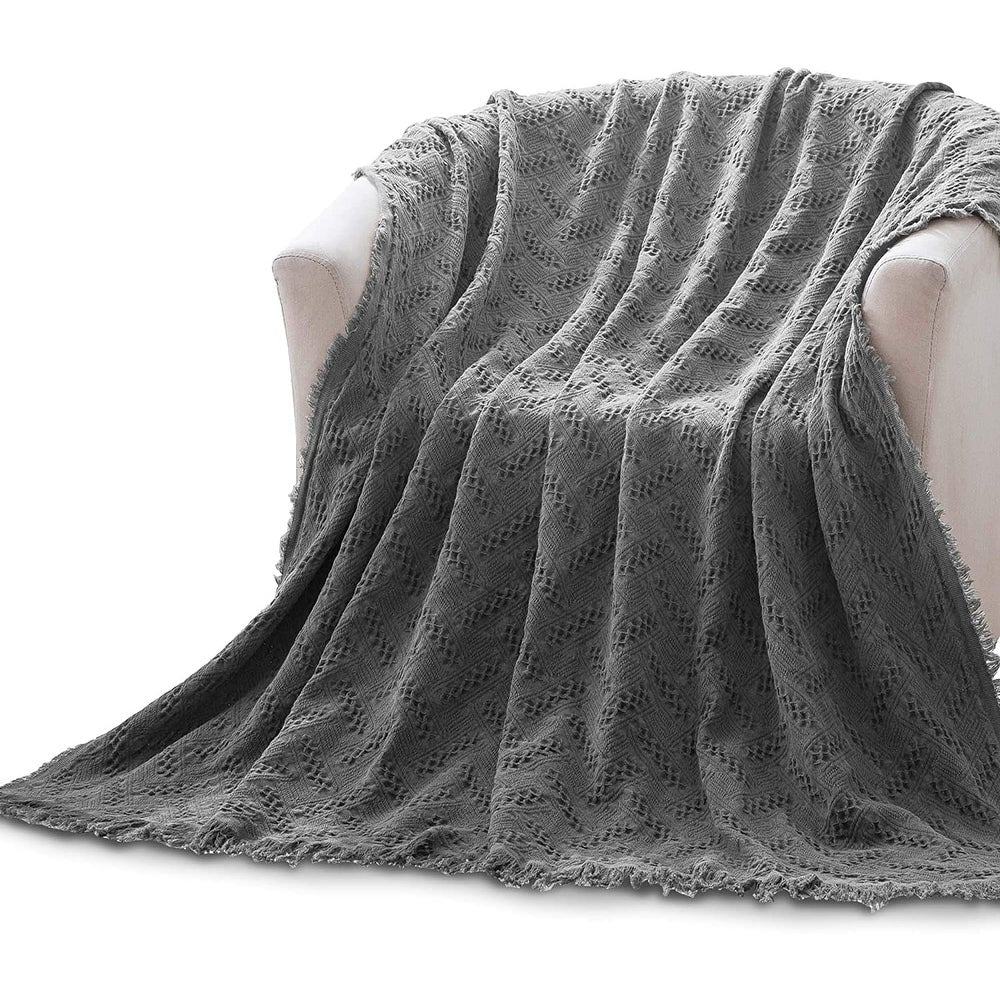 Kasentex 100% Cotton Soft Knitted Throw Blanket, Room Decor, Graduation Gifts, Fathers Day Gift, Mom Gift
