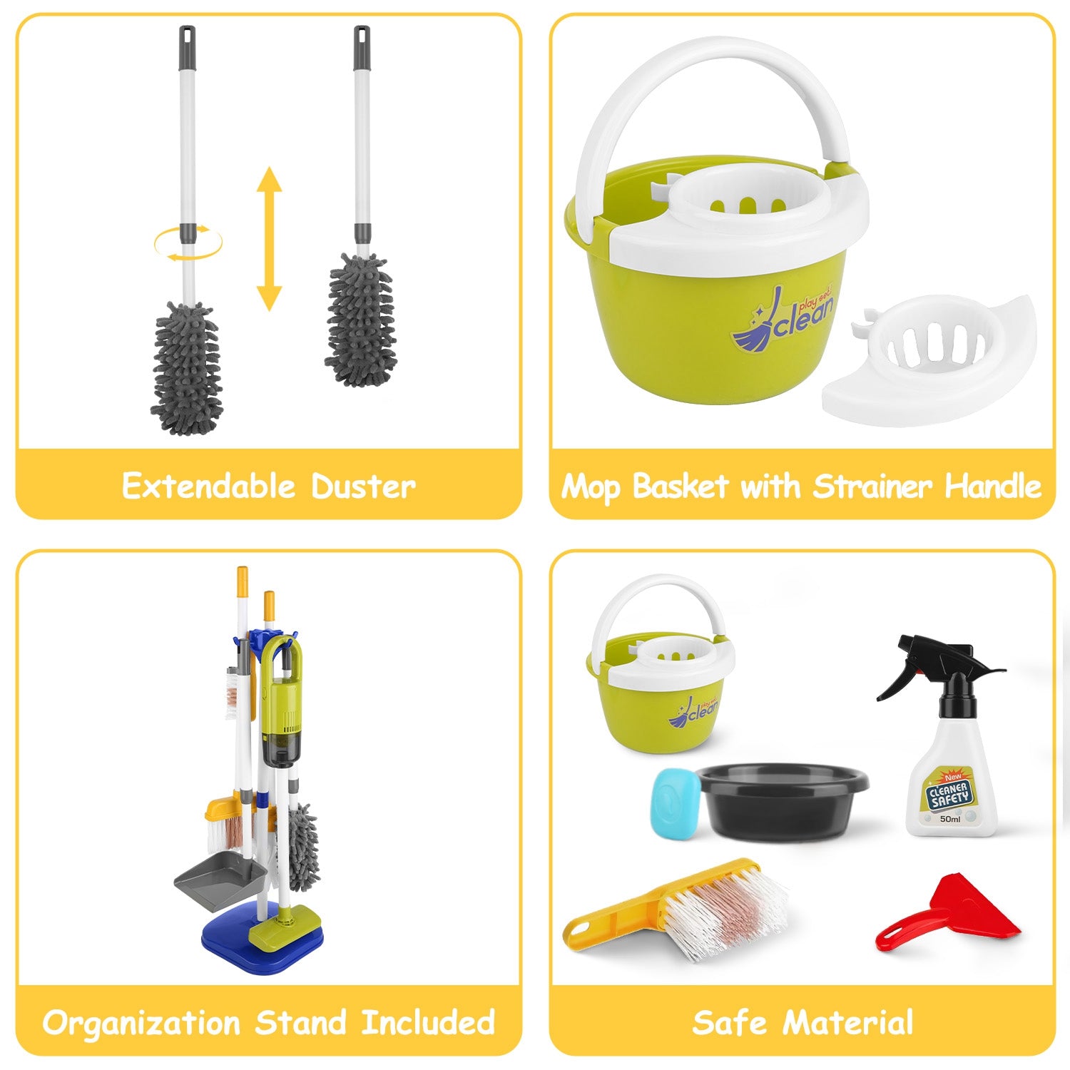 GBruno 14Pcs Kids Cleaning Toy Set