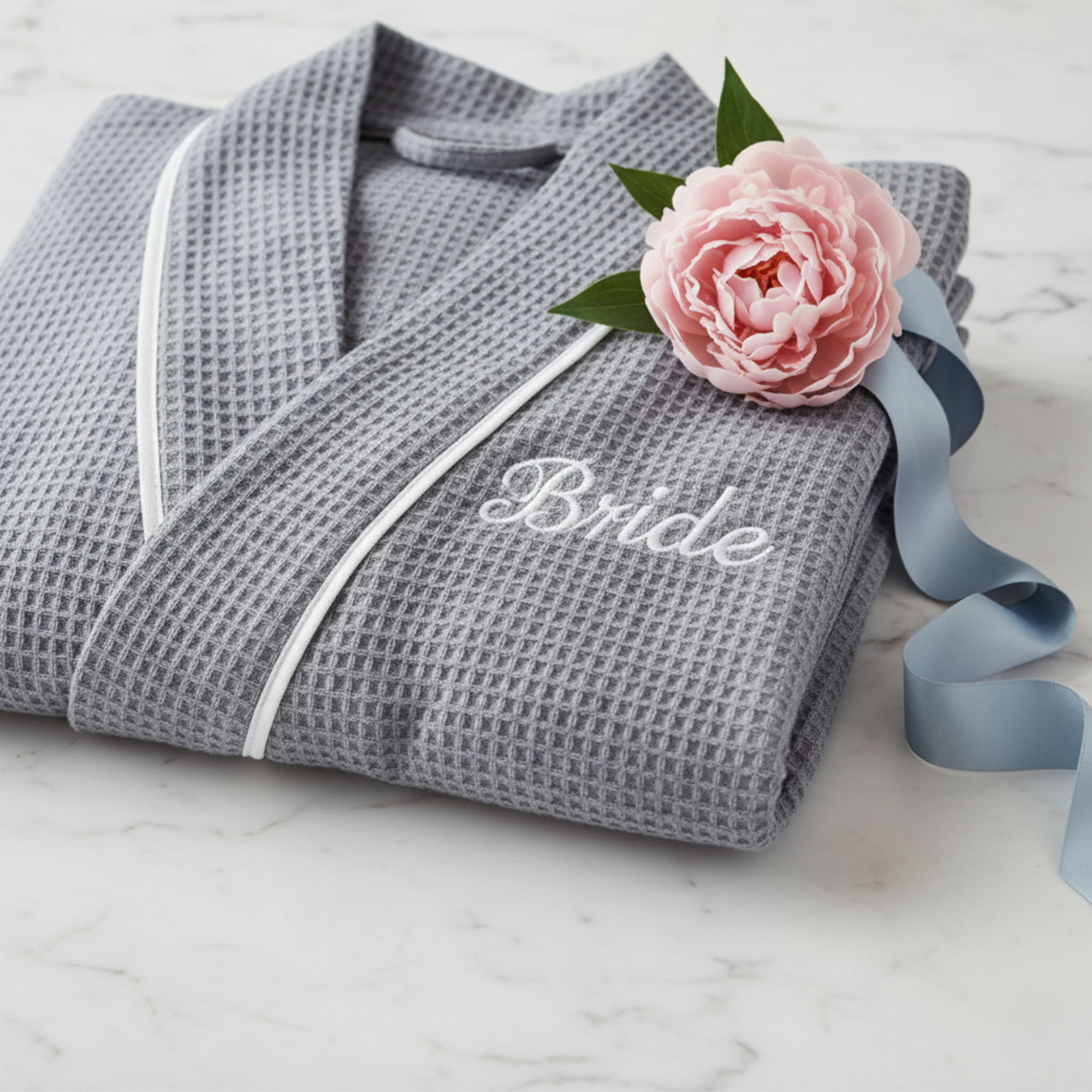 Knee-Length Waffle Kimono Robe for Women