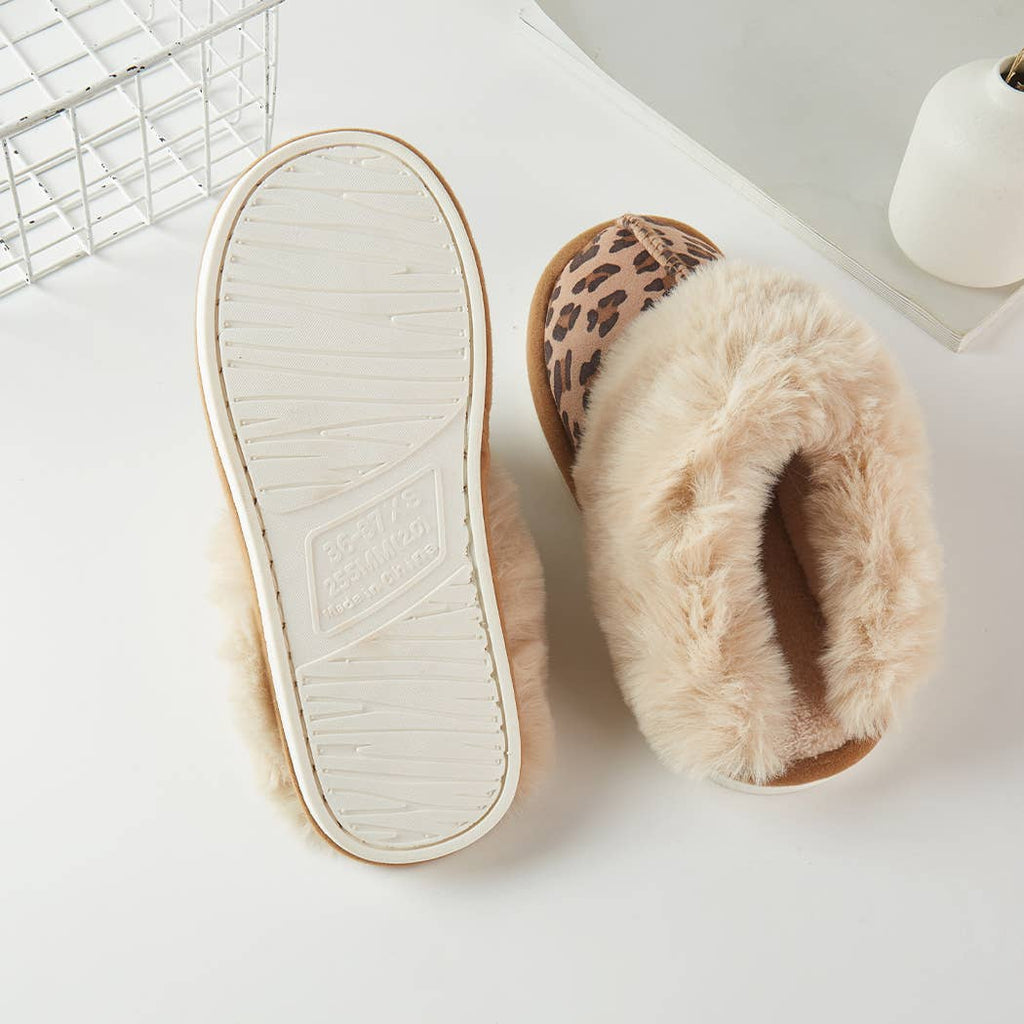 Leopard Print Suede Soft Slippers - Leopard