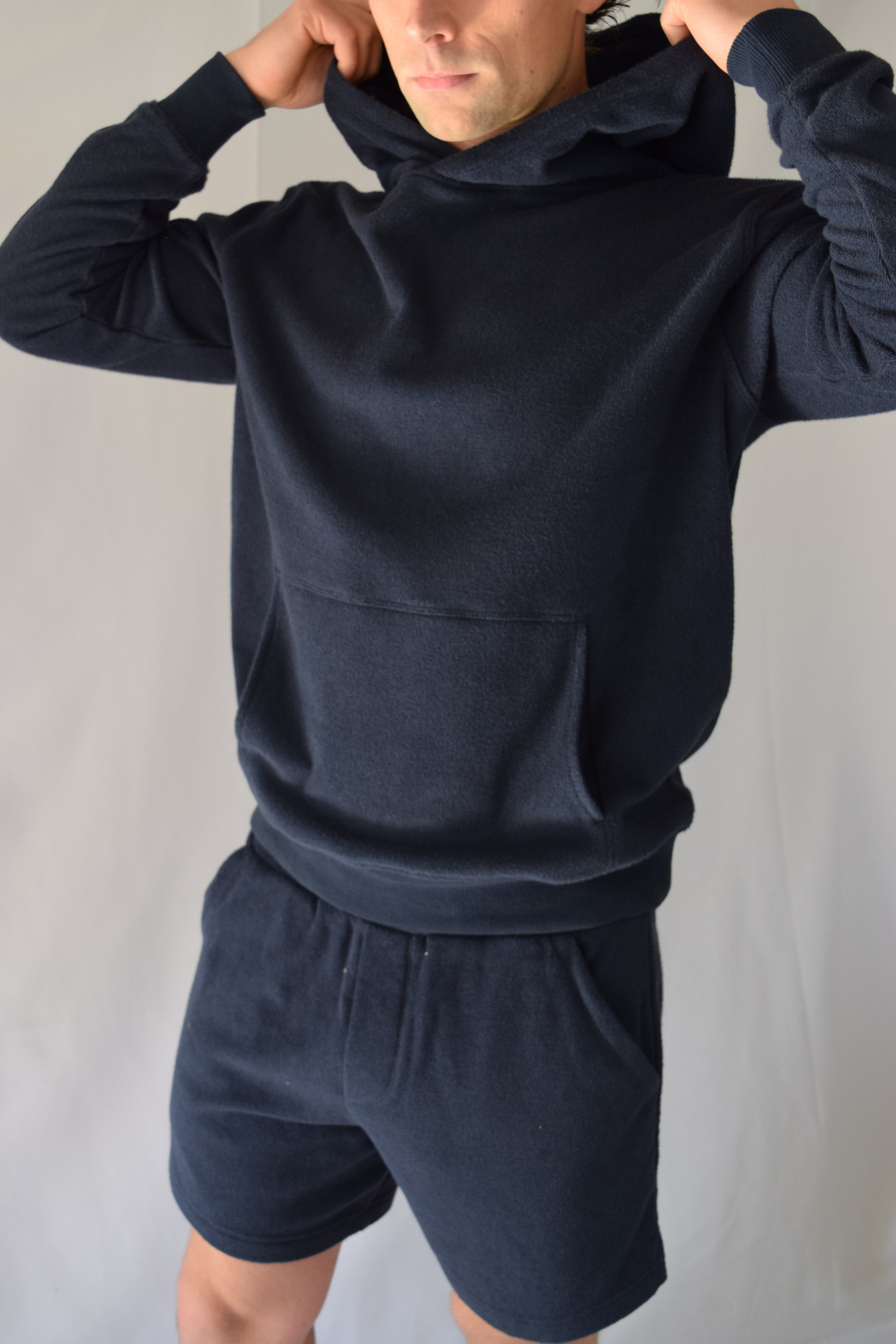 Navy Terry Cloth Unisex Hoodie