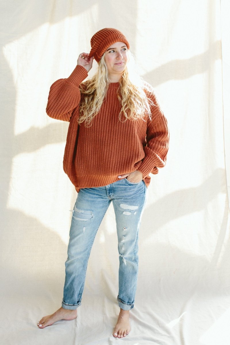 WOMENS CHUNKY KNIT SWEATER | CLAY